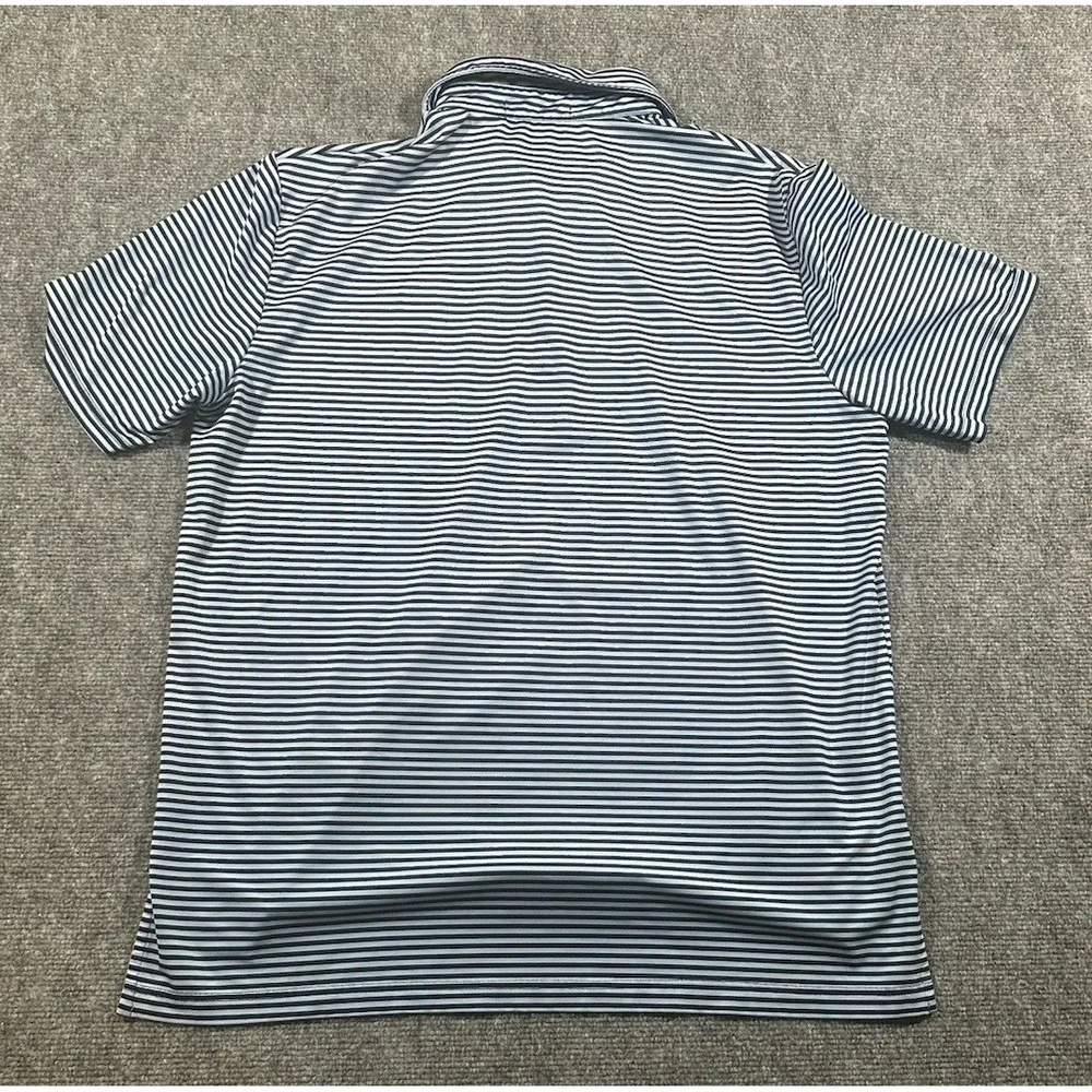 RLX Ralph Lauren Men's Large Blue Striped Wicking Golf Polo Bird Embroidery